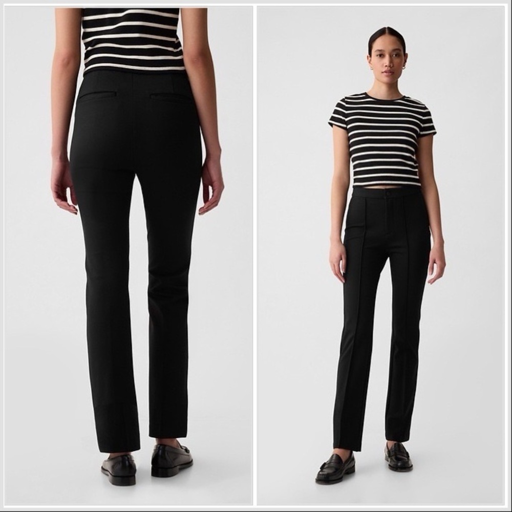 NWT $70 GAP Mid Rise Ponte Crop Kick Pants‎ Black 6 Tall Creased Stretch Slim